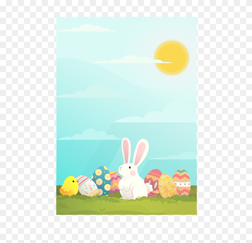530x750 Sketchables Easter Bunny Background With Eggs - Easter Background PNG
