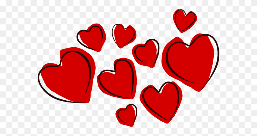 594x386 Sketchy Hearts Clip Art Free Vector - Red Hearts PNG