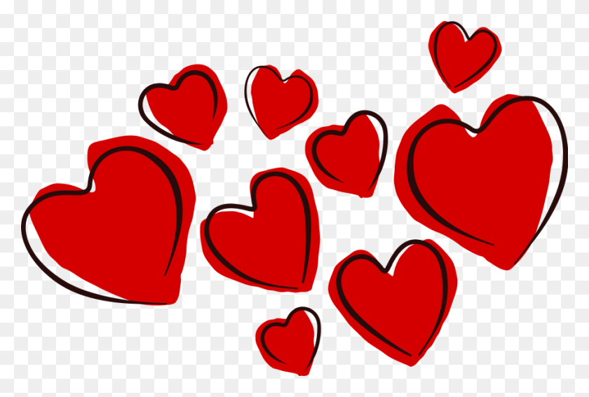 900x584 Эскизные Сердца Png Клипарт Для Интернета - Нарисованные Сердца Png
