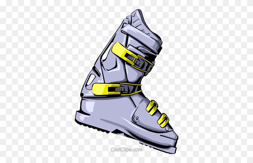 344x480 Ski Boot Royalty Free Vector Clip Art Illustration - Ski Boots Clipart