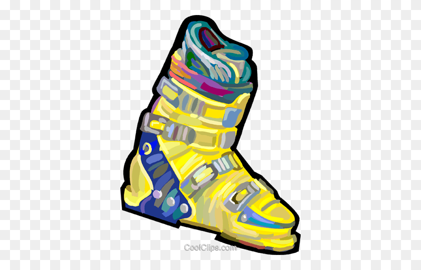 360x480 Ski Boot Royalty Free Vector Clip Art Illustration - Ski Boots Clipart