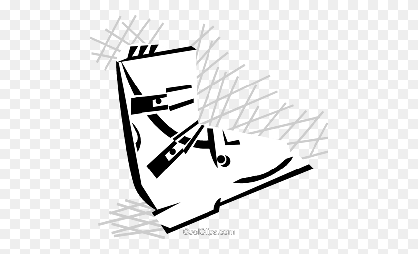 480x451 Ski Boot Royalty Free Vector Clip Art Illustration - Ski Boots Clipart