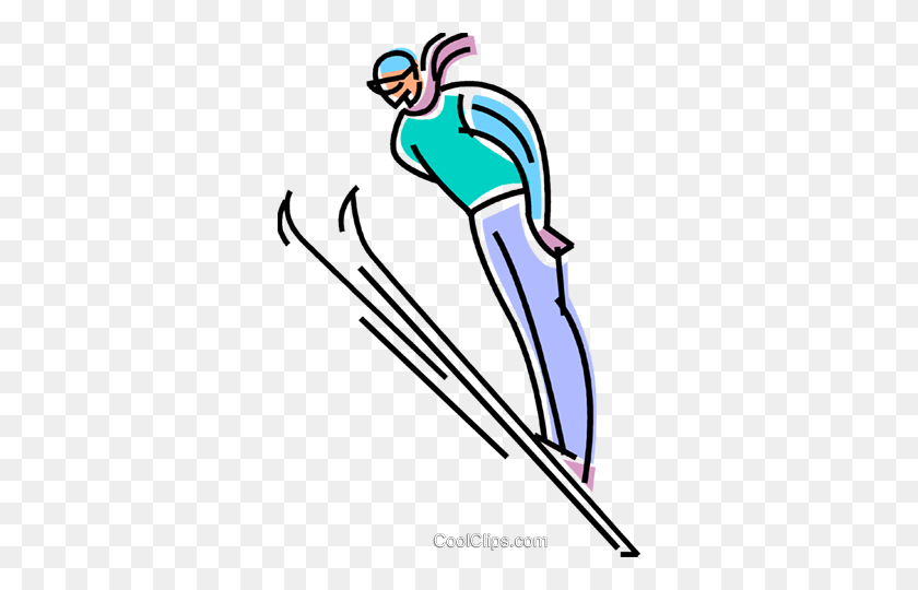 332x480 Saltador De Esquí Libre De Regalías Vector Clipart Ilustración - Clipart De Esquí