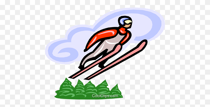 480x370 Ski Jumping Royalty Free Vector Clip Art Illustration - Ski Clipart