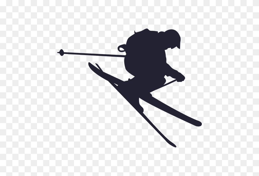 512x512 Ski Sliding In Jump Silhouette - Ski PNG