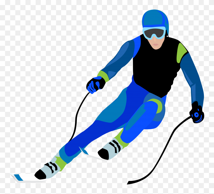 8000x7213 Skier Clip Art - Winter Background Clipart