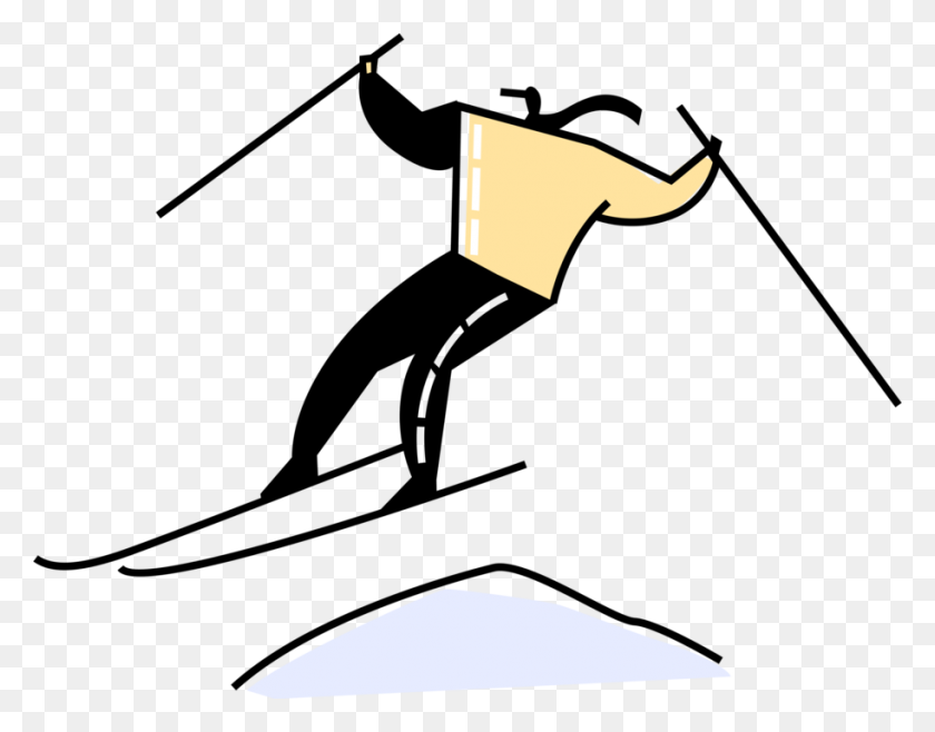 913x700 Skier Jumps While Skiing - Downhill Skier Clipart