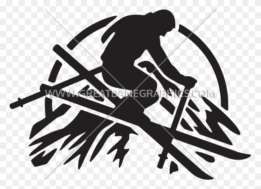 825x582 Skier Mountains Production Ready Artwork For T Shirt Printing - Mountain Silhouette Clip Art
