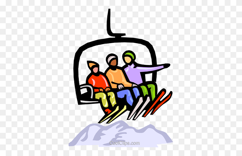 363x480 Skiing, Chairlift Royalty Free Vector Clip Art Illustration - Resort Clipart