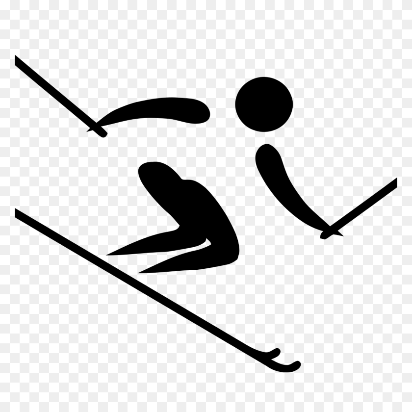 1200x1200 Skiing Clipart Winter Olympics - Winter Black And White Clipart