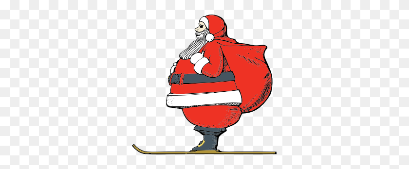 297x288 Skiing Santa Clip Art - Santa And Sleigh Clipart