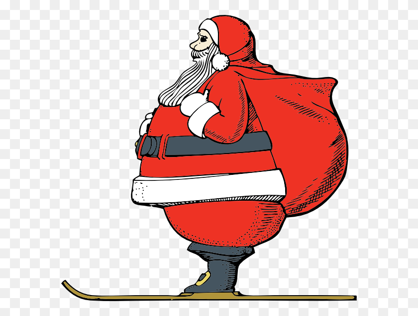 594x576 Skiing Santa Clip Art - Santa Sack Clipart