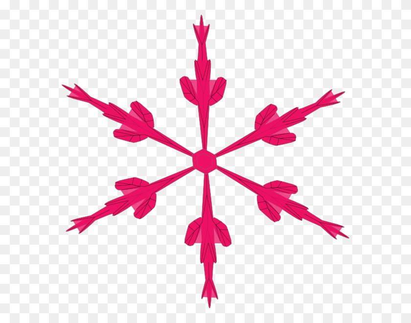 588x600 Skinny Pink Snowflake Clip Art - Skinny Clipart