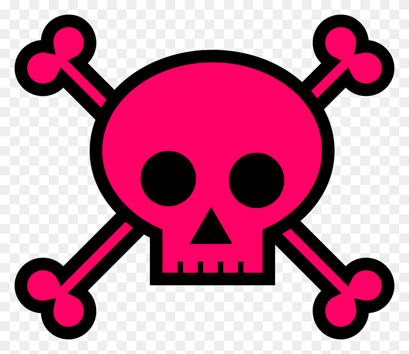 2400x2053 Skull And Crossbones Large Pink Icons Png - Skull Crossbones PNG