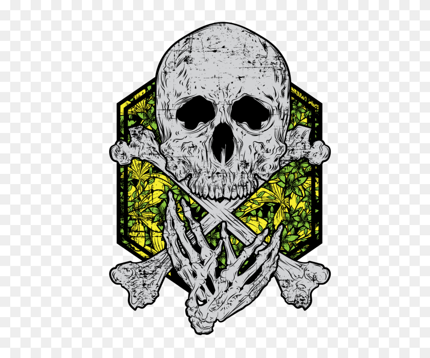640x640 Skull And Flower Background Tshirt Design, Skull, Skeleton, Hand - Skeleton Hand Clipart