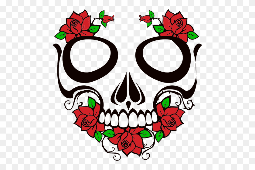 493x500 Skull And Roses - Personification Clipart