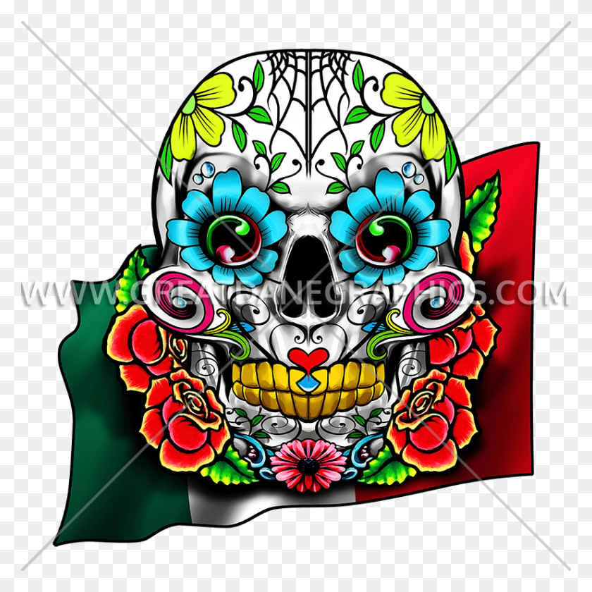 825x825 Cráneo Cinco De Mayo Ilustraciones Listas Para La Producción Para La Impresión De Camisetas - Clipart Cinco De Mayo
