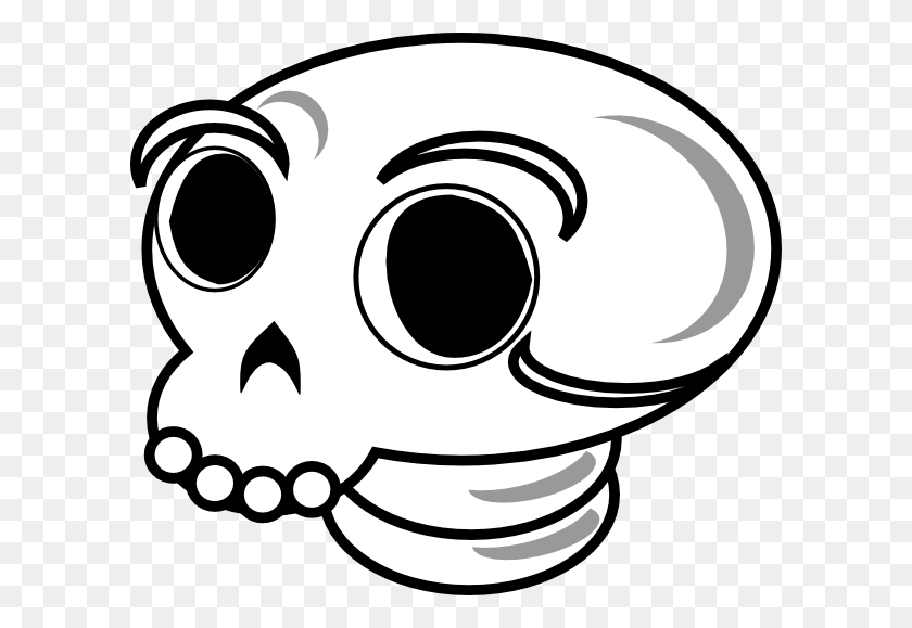 600x519 Skull Clip Art Free Vector - Skull Black And White Clipart
