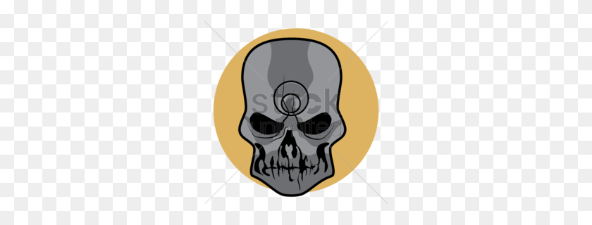 260x260 Skull Head Clipart - Skull With Flames Clipart