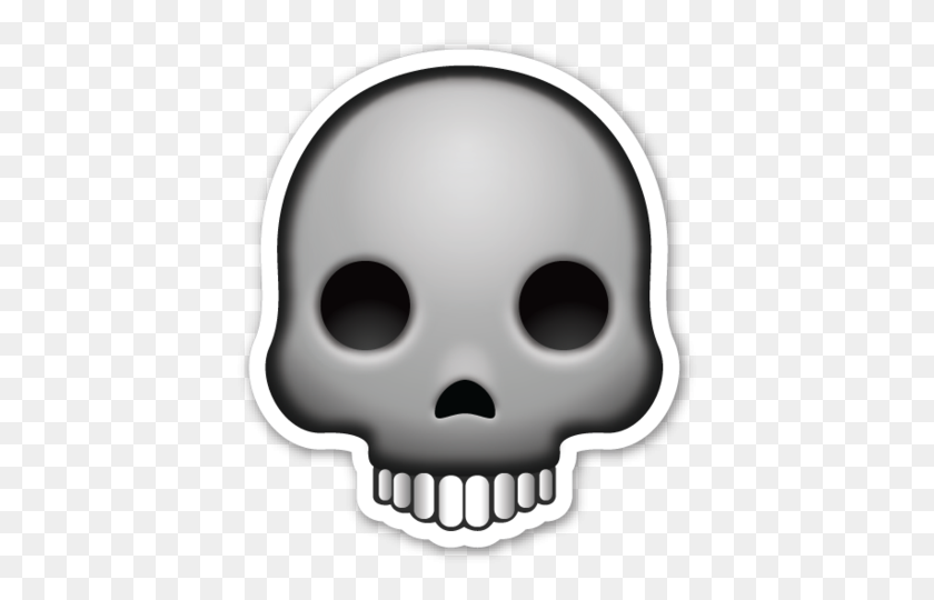 422x480 Skull In Emoji Emoji, Emoji Stickers Y Emoticon - Emoji Clipart Blanco Y Negro