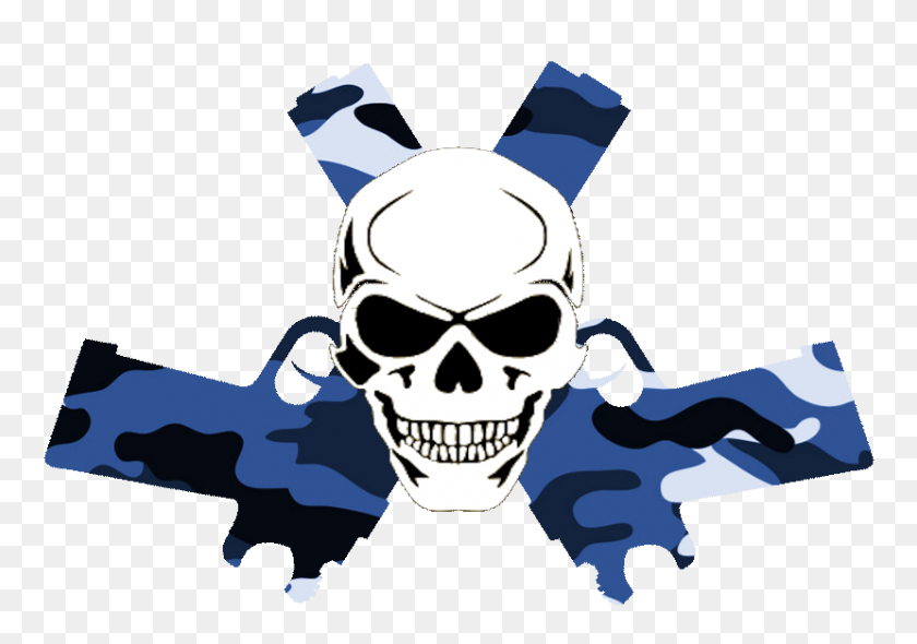 829x564 Skull In Guns Blue Camo Free Images - Camo PNG