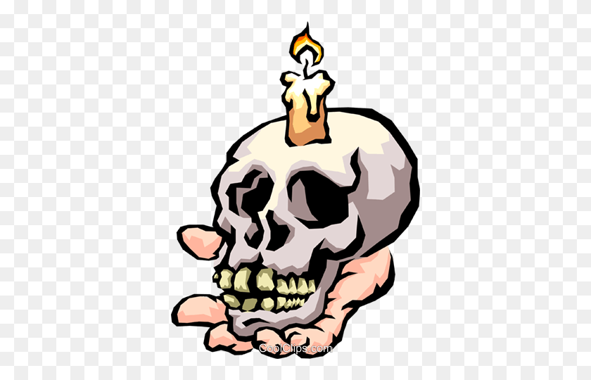 354x480 Skull With Candle Royalty Free Vector Clip Art Illustration - Skull Clipart Free