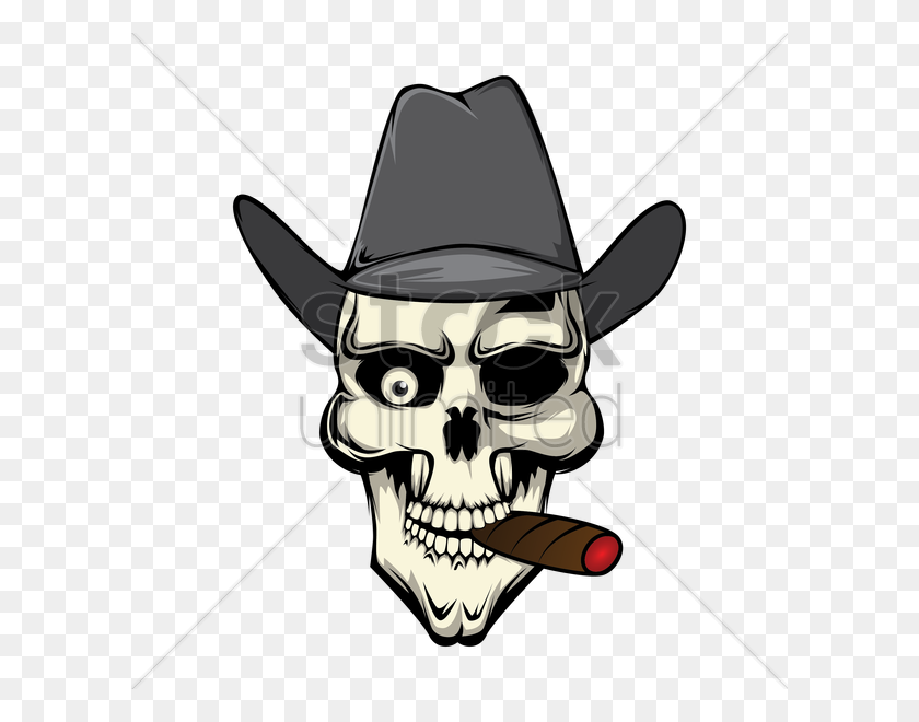 600x600 Skull With Hat Smoking Cigar Vector Image - Skull Vector PNG