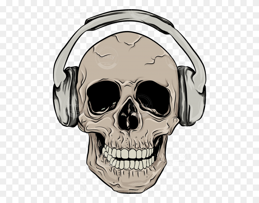 498x600 Skull With Headphones - Skull Transparent PNG
