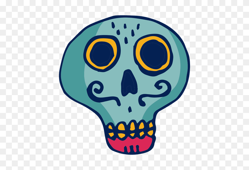 512x512 Skull With Moustache - Skull Transparent PNG
