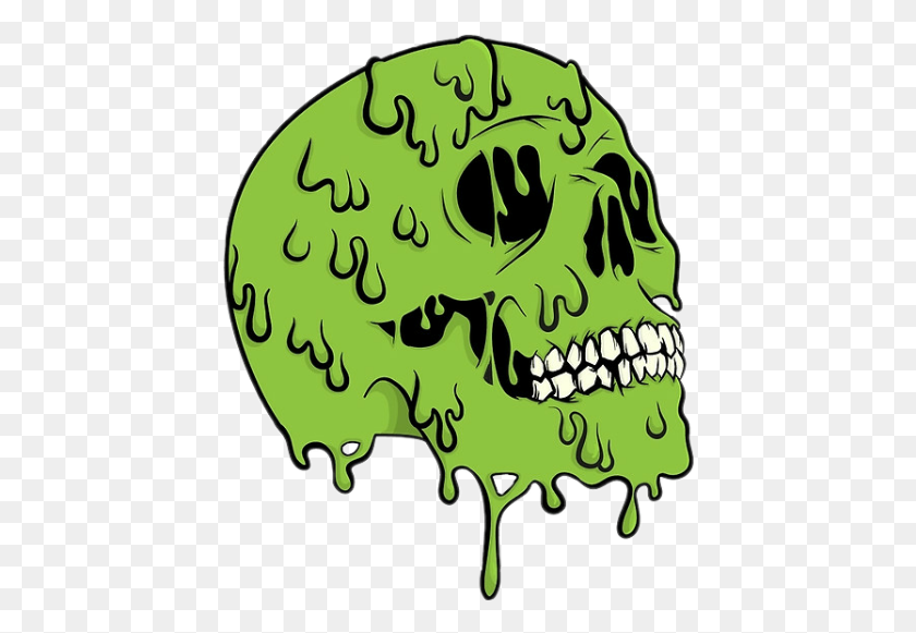 434x521 Cráneo Zombie Toxic Urban Cool Art Colores Verdes De La Etiqueta Engomada - Urban Community Clipart