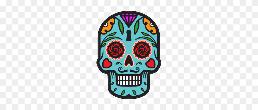 300x300 Skulls Skeleton Stickers And Decals - Dia De Los Muertos Skull Clipart