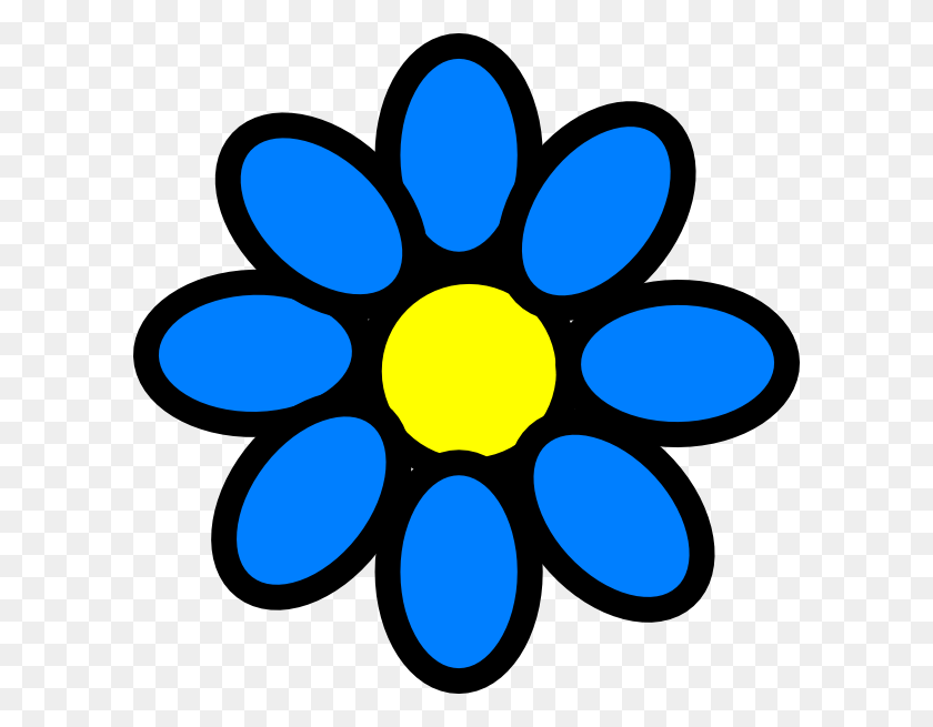 600x595 Sky Blue Flower Clip Art - Blue Flower Clipart