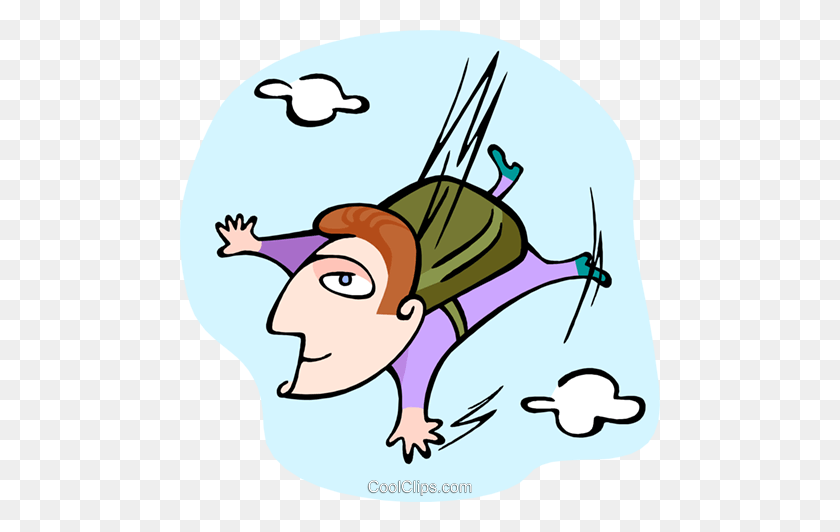480x472 Skydiver Royalty Free Vector Clip Art Illustration - Skydiving Clipart