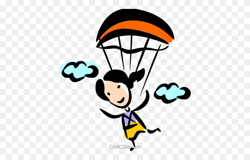 442x480 Skydiving Royalty Free Vector Clip Art Illustration - Parachute Clipart