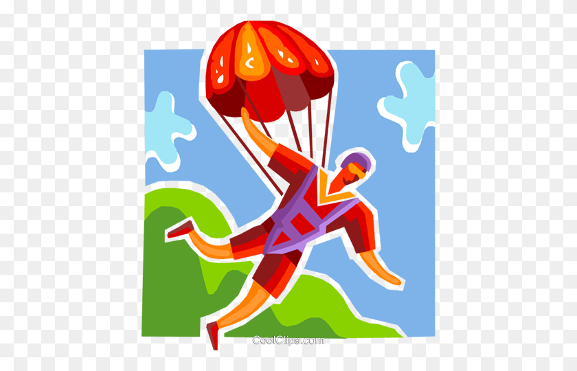 428x480 Skydiving Royalty Free Vector Clip Art Illustration - Skydiving Clipart