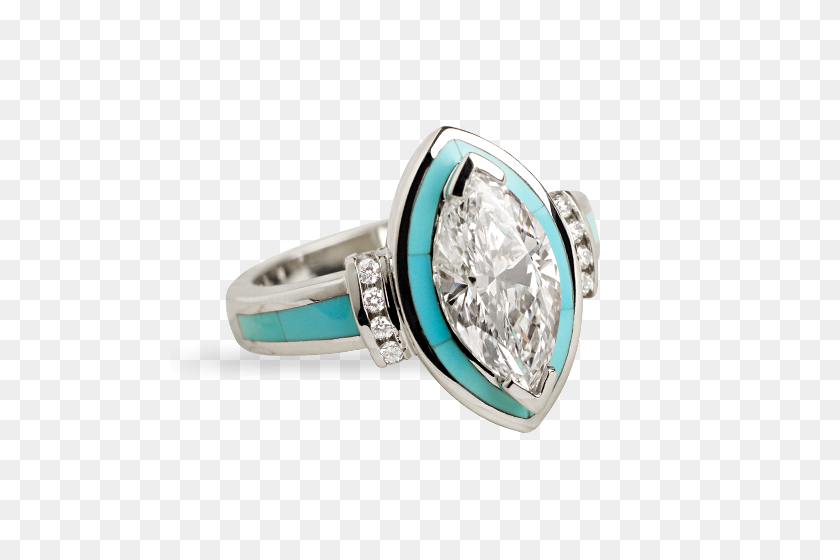 500x500 Sleeping Beauty Turquoise Halo Marquise Ring - Halo Ring PNG