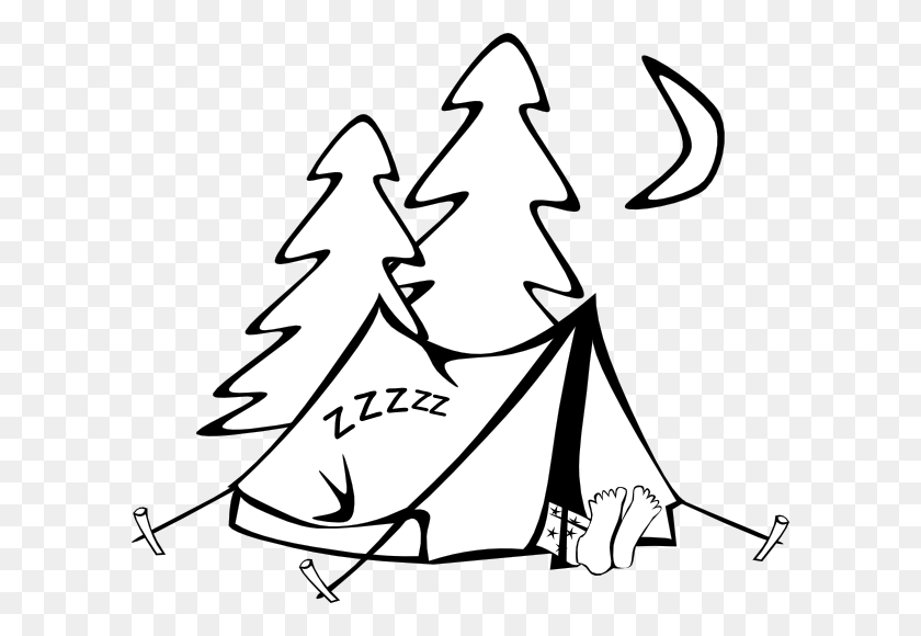 600x520 Sleeping In A Tent Clip Art - Sleeping Clipart Black And White