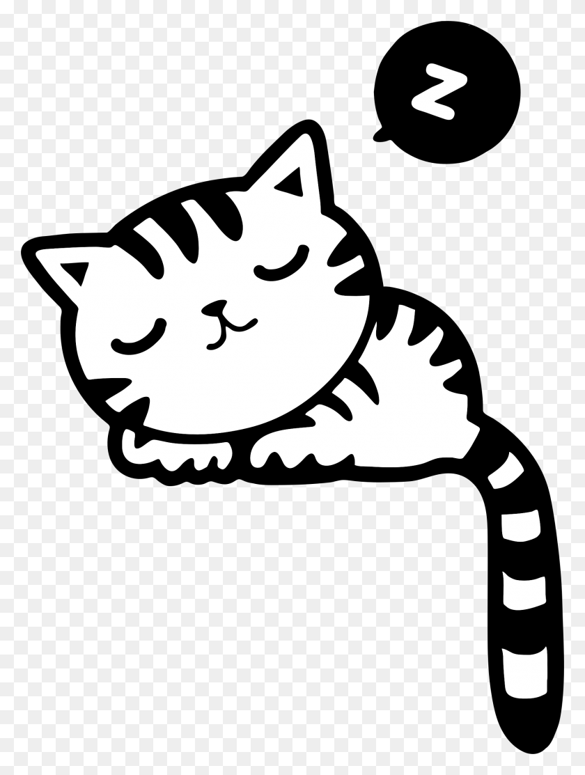 1728x2334 Sleeping Kitty Vector Clipart Image - Cat Vector PNG