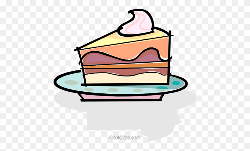 Slice Of Cake On A Plate Royalty Free Vector Clip Art Illustration - Slice Of Cake Clipart