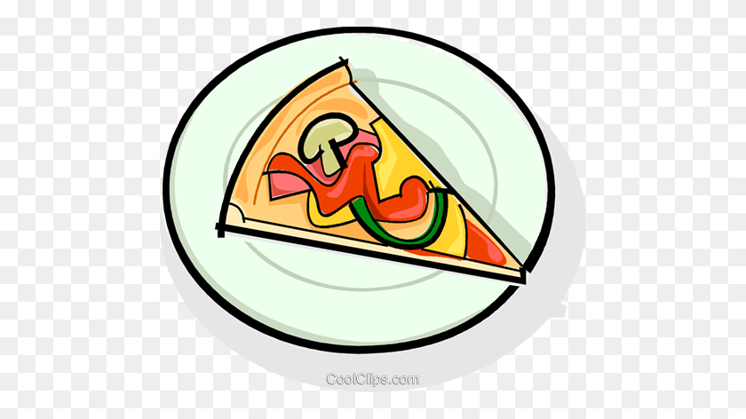 480x412 Rebanada De Pizza En Un Plato Imágenes Prediseñadas De Vector Libre De Regalías - Slice Clipart