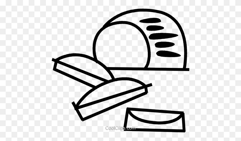 480x432 Sliced Bread Royalty Free Vector Clip Art Illustration - Loaf Of Bread Clipart Black And White