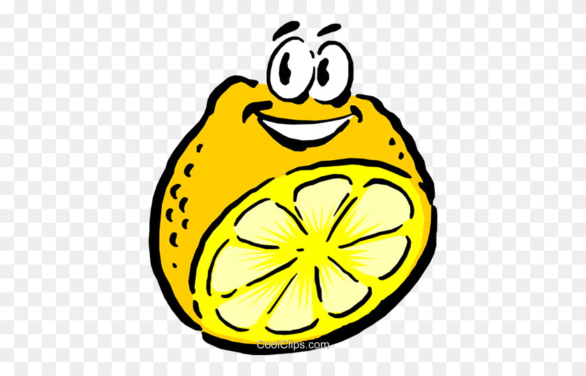 414x480 Sliced Cartoon Lemon Royalty Free Vector Clip Art Illustration - Lemon Clipart PNG