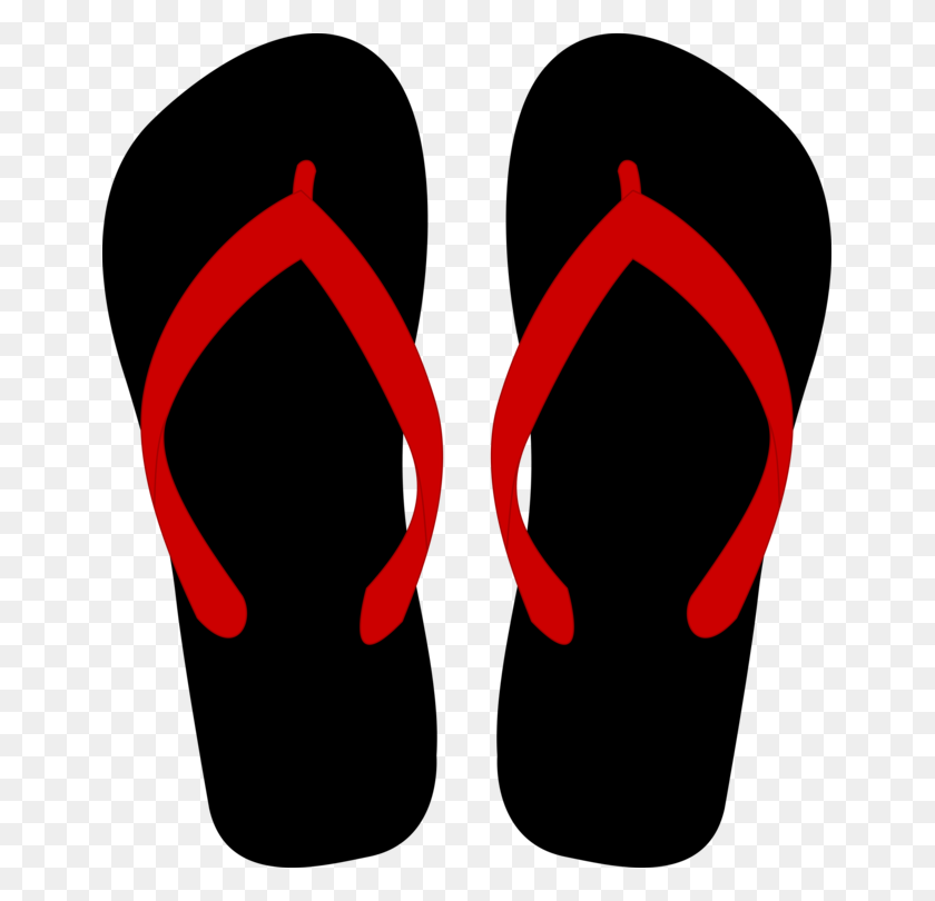 655x750 Slipper Flip Flops Sandal Red Clothing - Flip Flop Clipart Black And White