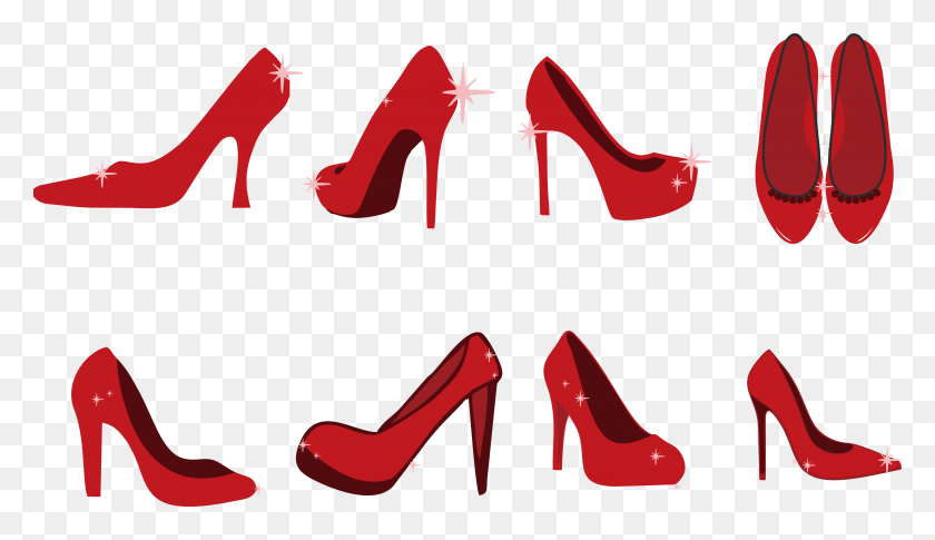 5461x2977 Slipper High Heeled Footwear Red Shoe Clip Art - High Heel Clipart