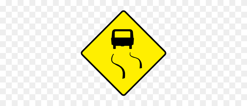 300x300 Slippery Road - Road Sign PNG