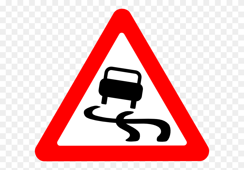600x527 Slippery Road Sign Clip Art - Road Sign PNG