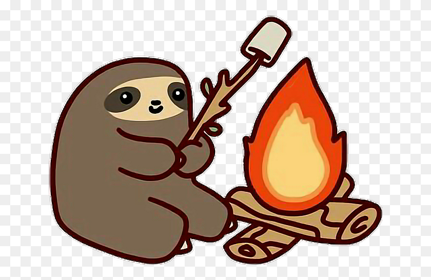 650x486 Sloth Fire Animal Marshmallow Camping Tumblr - Marshmallow PNG