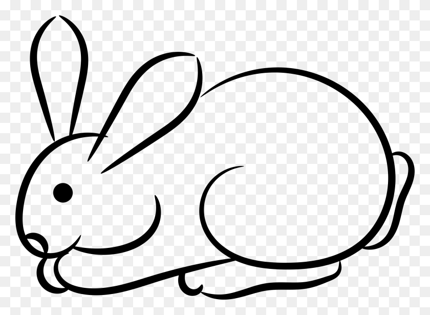 2400x1709 Small Clipart White Rabbit - Rabbit Clipart Black And White