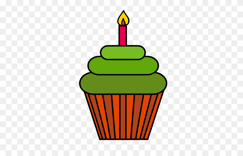 374x480 Small Cupcake Cliparts - Cupcake With Candle Clipart