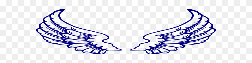 600x151 Small Dark Blue Angel Wings Png, Clip Art For Web - Angel Wings Clip Art